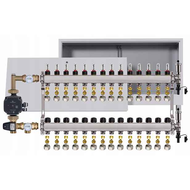 Nerezový rozdělovač pro podlahovku 14 box Pompa Grundfos Pex