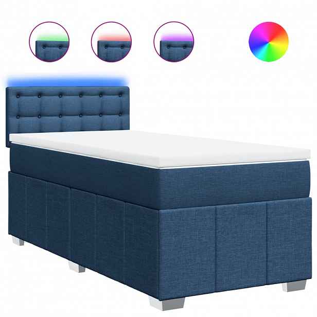 vidaXL Box spring postel s matrací modrá 90x200 cm textil