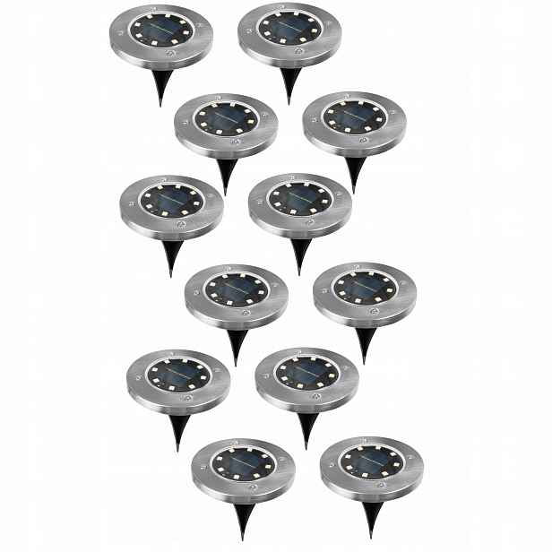 12x Solární Lampa Led Nájezdová Zapichovací Zahradní Solární Abs IP65