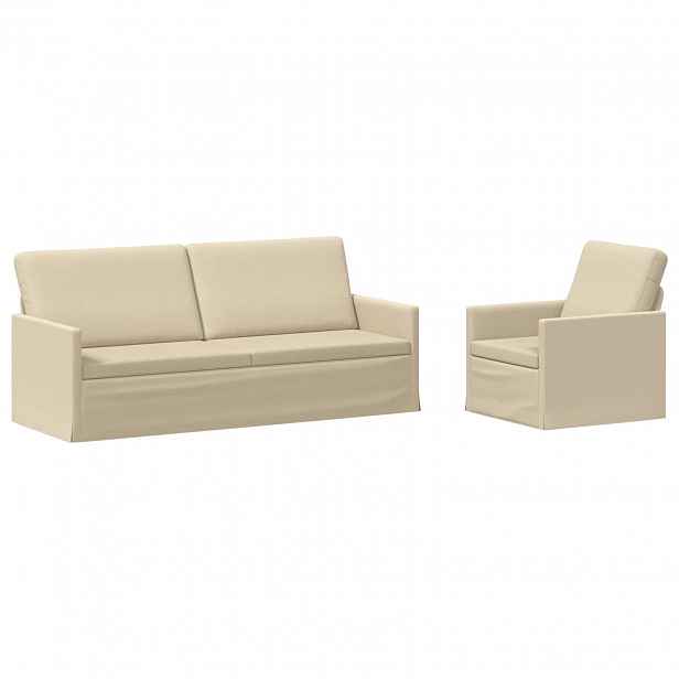 vidaXL Set pohovek 2 pcs Krémová Textil