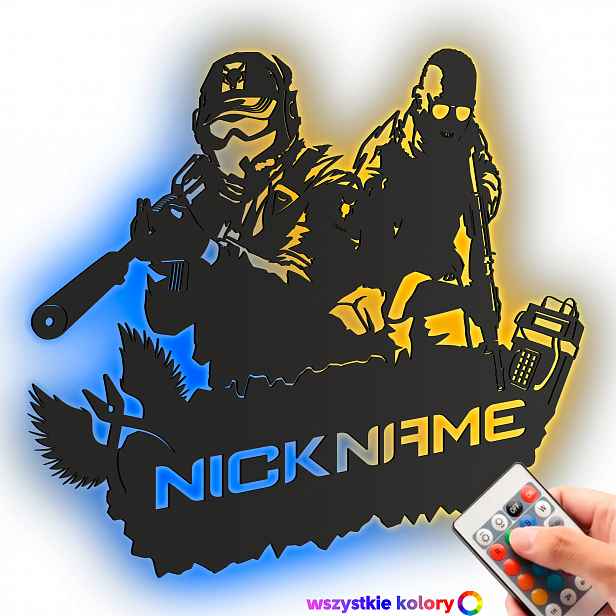 Dřevěný 3D obraz Counter Strike Csgo Cs 2 Váš Nick Noční Lampa Led XL