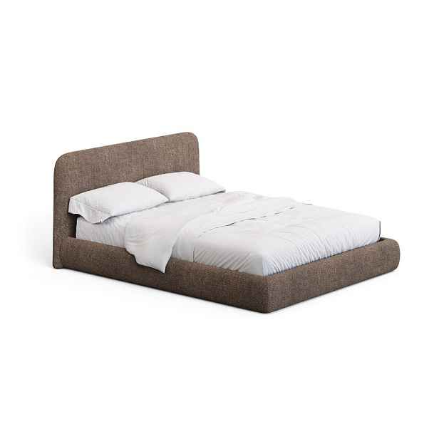 Hnědá čalouněná dvoulůžková postel bez roštu 180x200 cm Martina – Kave Home