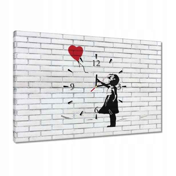 Hodiny 60x40 Banksy Holčička balón