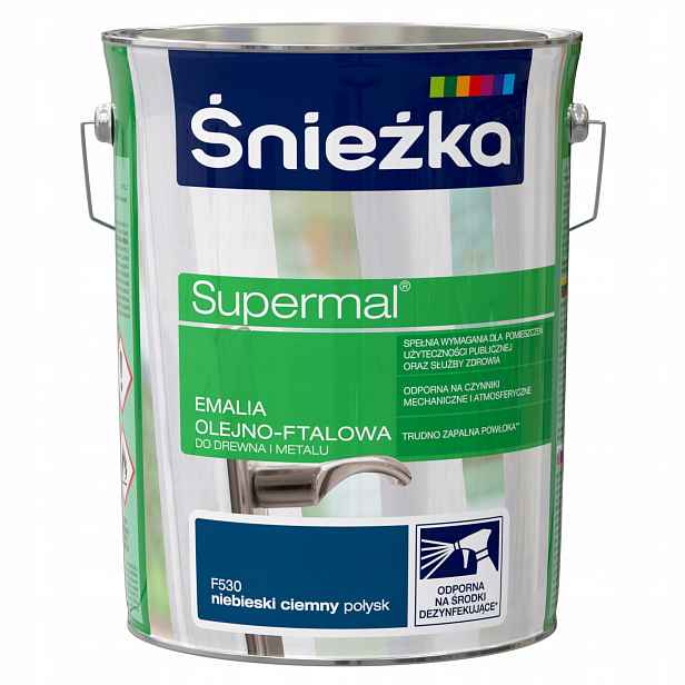 Śnieżka Supermal Olejovo-ftalová Smaltovaná Modrá Tmavá Lesklá F530 5L