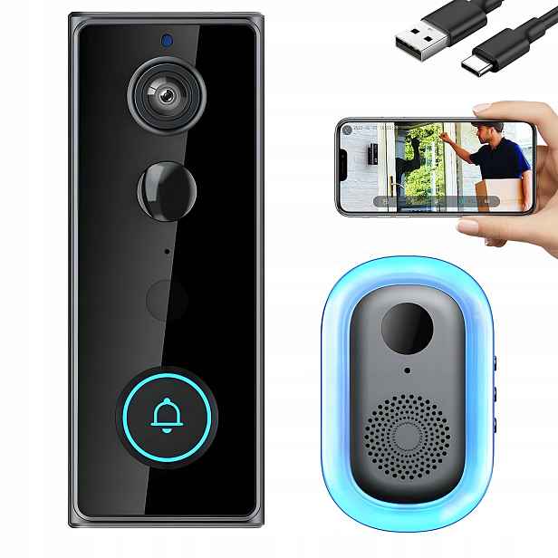 Bezdrátový Zvonek Videokamera Interkom Wifi 2K Fhd 2-CESTNÝ Zvuk 32 Gb