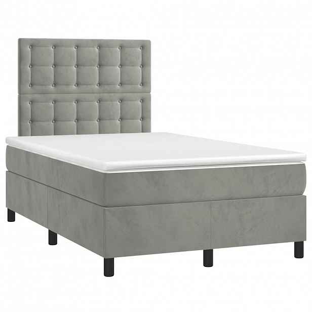 vidaXL Box spring postel s matrací světle šedá 120x190 cm samet
