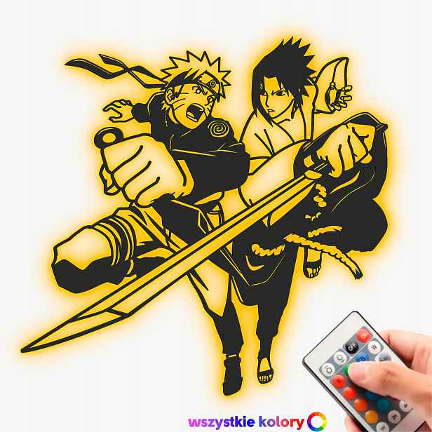 Dřevěný obraz Anime Naruto vs Sasuke Nástěnná Dekorace Noční Lampa Led