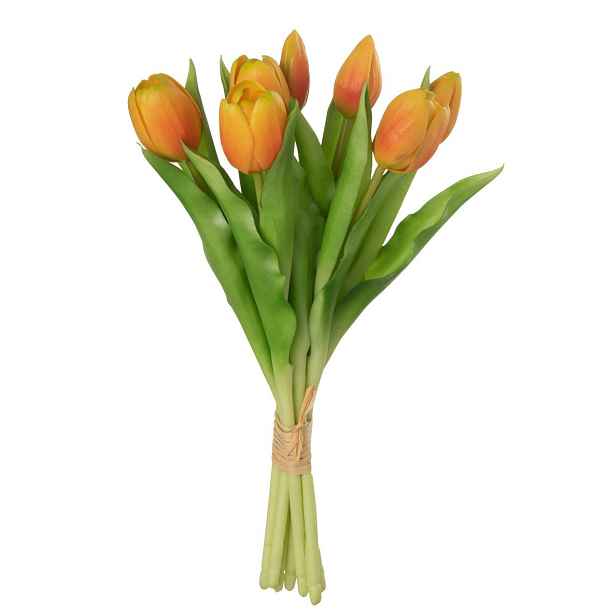 Kytice 7ks oranžových realistických tulipánů - 31cm J-Line by Jolipa
