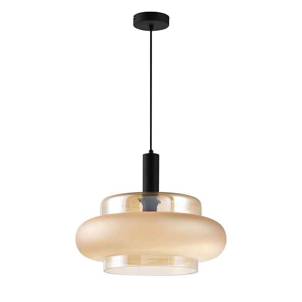 Lampa wisząca Brizi szklana pojedyncza bursztynowy klosz do jadalni