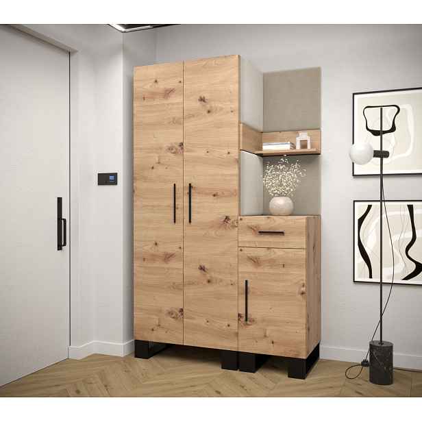 Předsíňová sestava RUMIE 6 - dub artisan, béžové panely