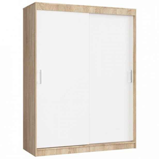Šatní skříň posuvná 150 cm CLP MONO dub sonoma/bílá