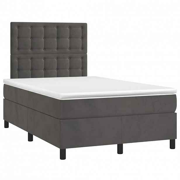 vidaXL Box spring postel s matrací tmavě šedý 120x190 cm samet