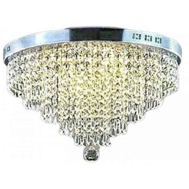 Stropní Svítidlo Křišťálový Led Glamour 50 cm Dálkový Ovladač 3 barvy světla Chrom