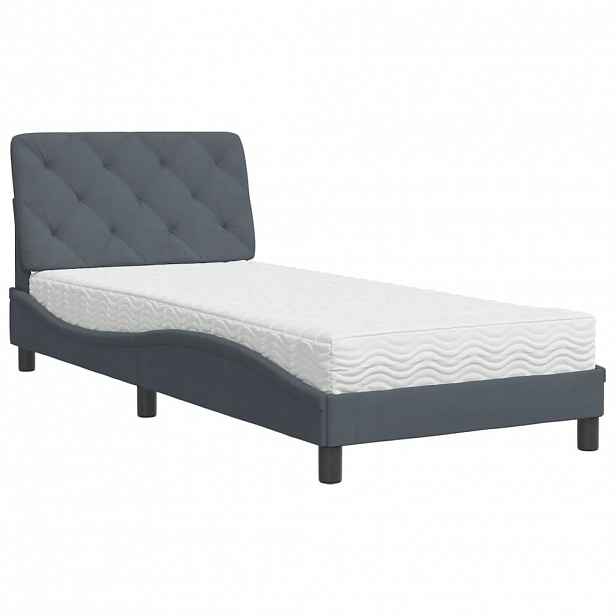 vidaXL Postel s matrací tmavě šedá 90 x 200 cm samet