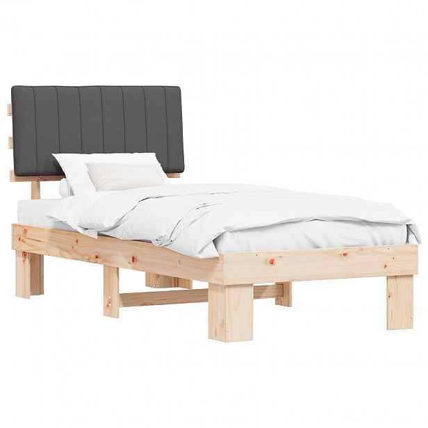 vidaXL Rám postele s čalouněným čelem s čelo Tmavě šedá 90 x 190 cm