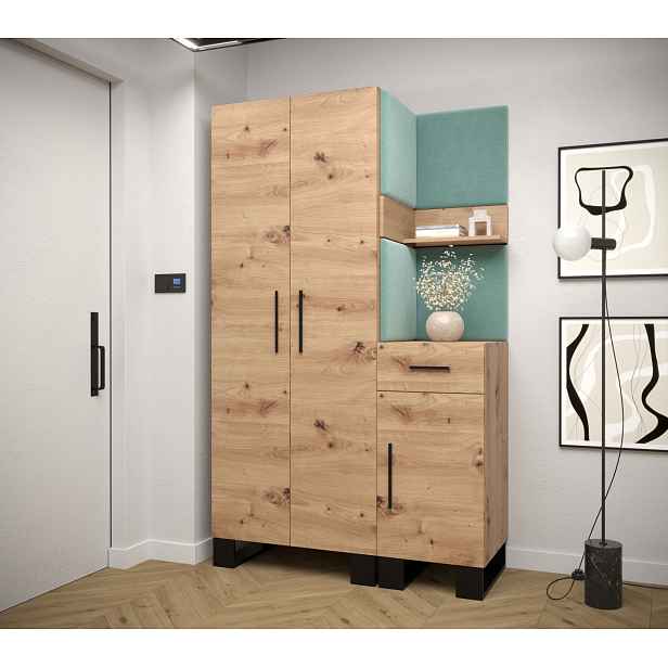 Předsíňová sestava RUMIE 6 - dub artisan, mátové panely