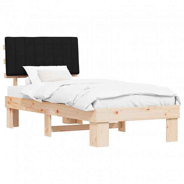 vidaXL Rám postele s čalouněným čelem s čelo Černá 90 x 190 cm