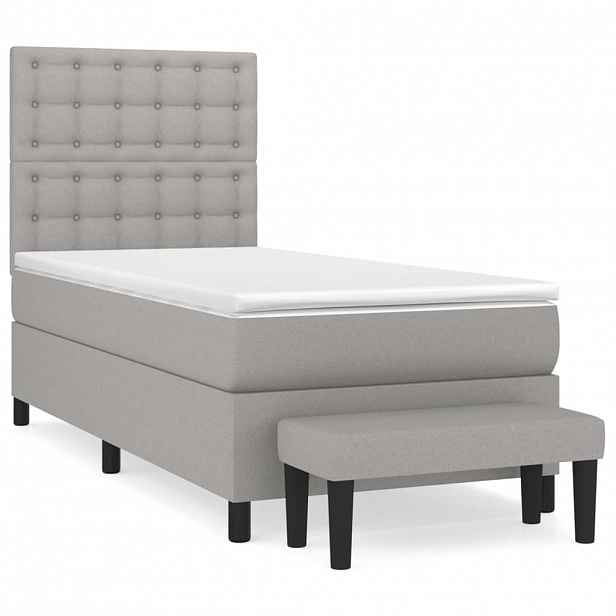 vidaXL Box spring postel s matrací světle šedá 80 x 200 cm textil