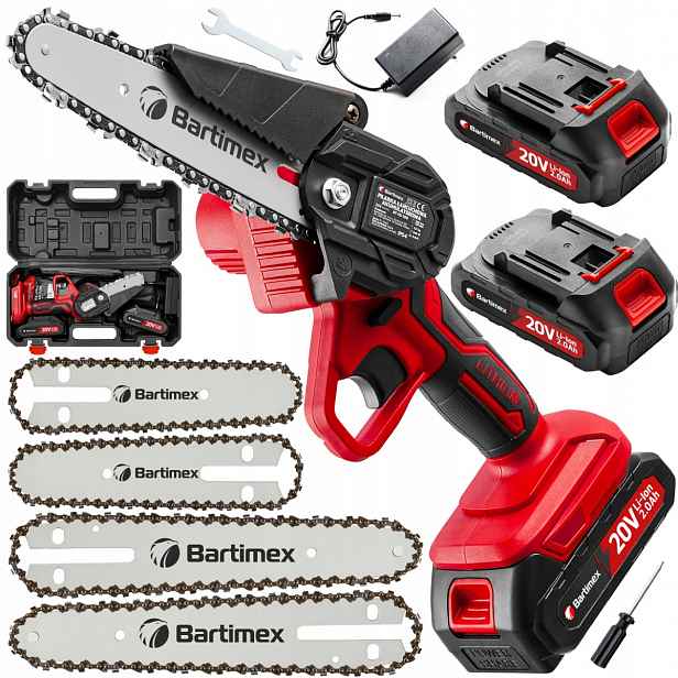 Akumulátorová pila Řetězová pila 20V 800W 2 akumulátory 2,0Ah Bartimex