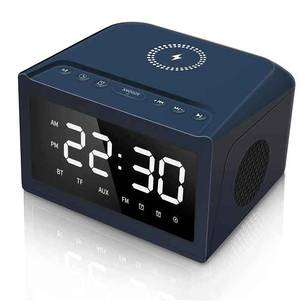 Hodiny Digitální Reproduktor Indukční Nabíječka Rádio Bluetooth Budík