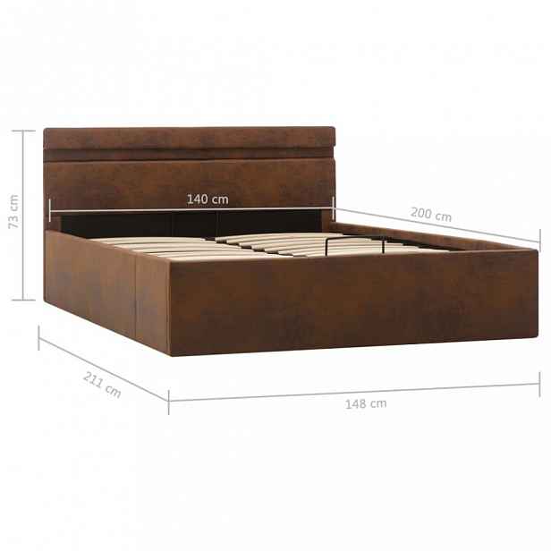 Postel s úložným prostorem a LED světlem hnědá Dekorhome 140 x 200 cm