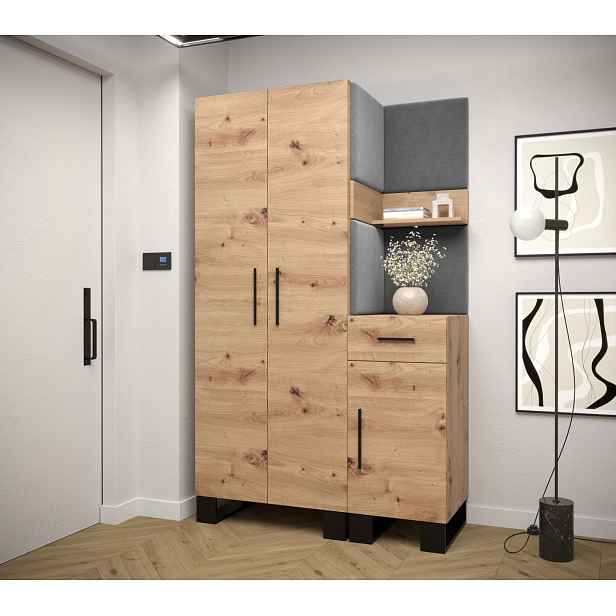 Předsíňová sestava RUMIE 6 - dub artisan, šedé panely