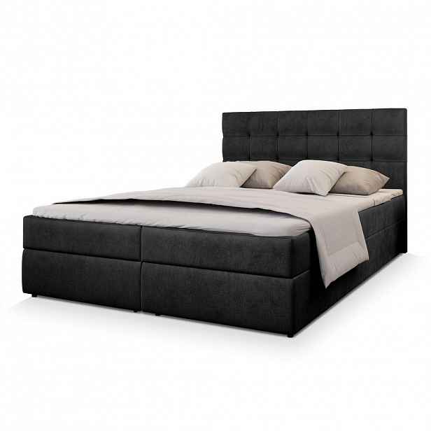 MASSENO AMERICKÁ POSTEL GLOS 180x200 cm, s matrací a úložným prostorem, černá