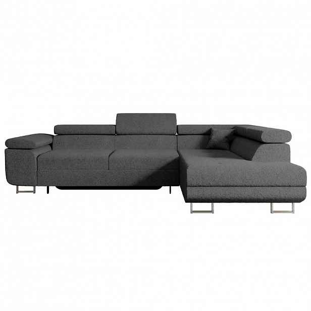 ALTDECOR ROHOVÁ SEDACÍ SOUPRAVA s funkcí lůžka a úložným prostorem GUSA-L 272x202x107 cm šedá buklé