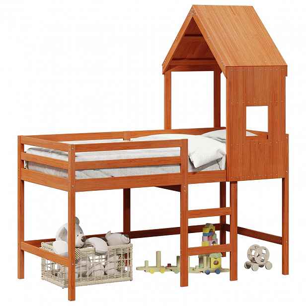 vidaXL Rám postele loft Voskově Hnědá 90 x 190 cm Masivní borovice