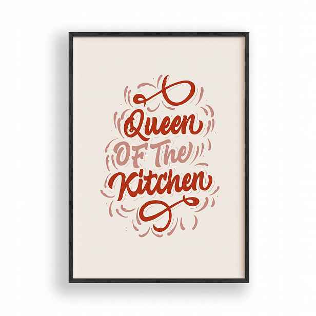 Obraz Queen of the Kitchen Plakát Rámeček Dřevěný Černý 30x42 cm