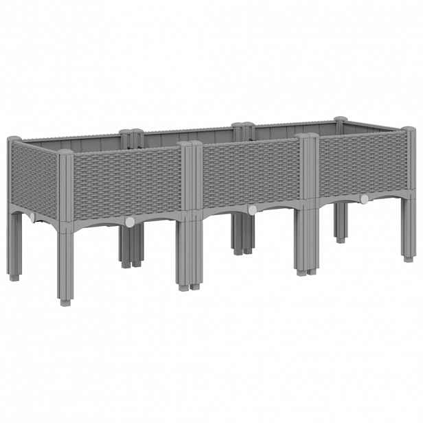 vidaXL Zahradní truhlík s treláží světle šedý 120 x 40 x 42 cm PP