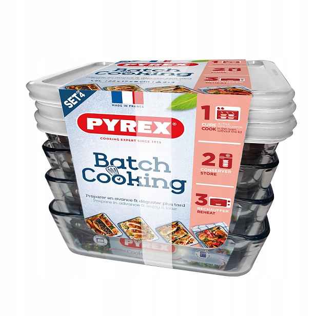 Žáruvzdorná nádoba nádoba Cook&Freez 1,5 L Pyrex, sada 4 ks