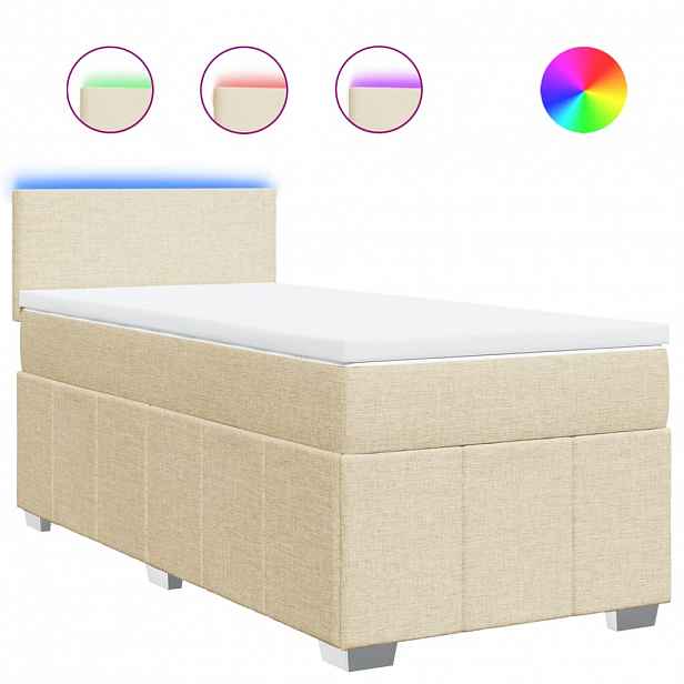 vidaXL Box spring postel s matrací krémová 100 x 200 cm textil