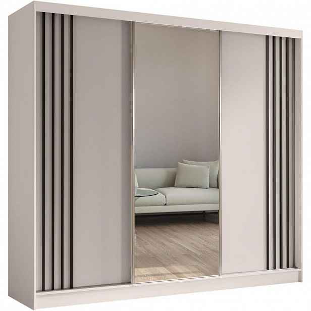 Beautysofa SKŘÍŇ s posuvnými dveřmi Nela 240/216/61 kašmír + černá