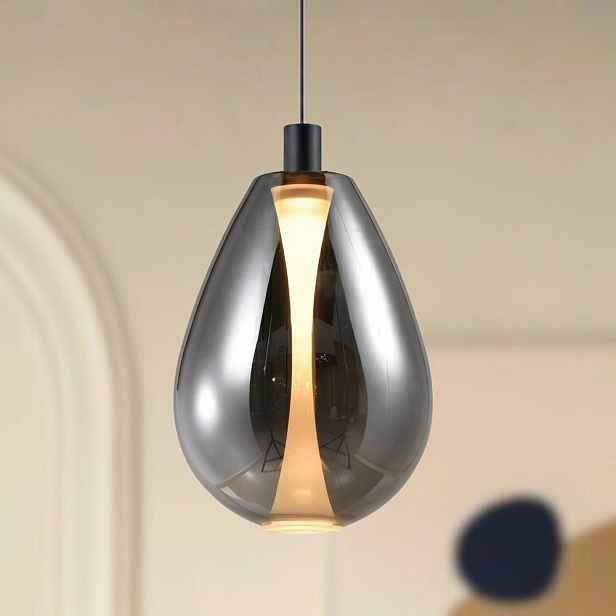 Lampa wisząca Denso 30 szklana czarna nad stół klosz dymiony pojedyncza