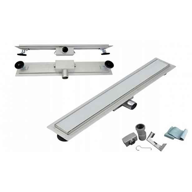 Lineární odtok 70 cm nízký 52 mm Sklo Sklo Bílé