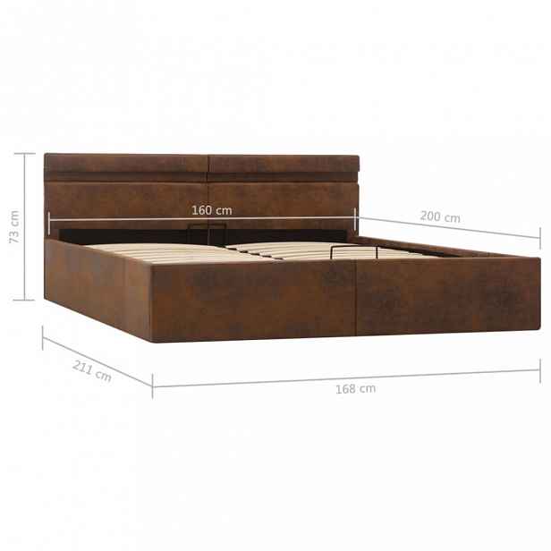 Postel s úložným prostorem a LED světlem hnědá Dekorhome 160 x 200 cm