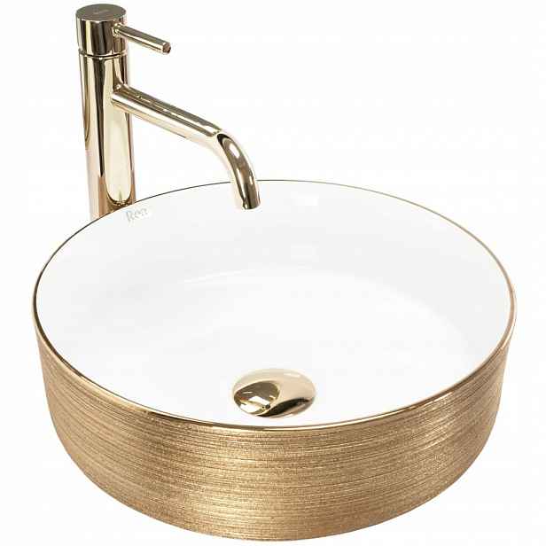 Umyvadlo na desku Sami White Brush Gold (REA-U6630) /po/