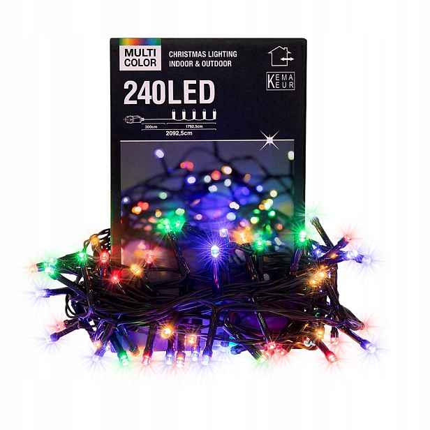 Vánoční Osvětlení Na Stromeček vnitřní venkovní 240 Led Barevné Ip 44 7,5 metru 84