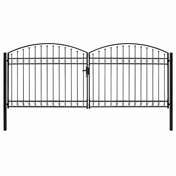 vidaXL Plotová brána ASSEN dvoukřídlé dveře s klenutým vrškem ocel 400 x 175 cm