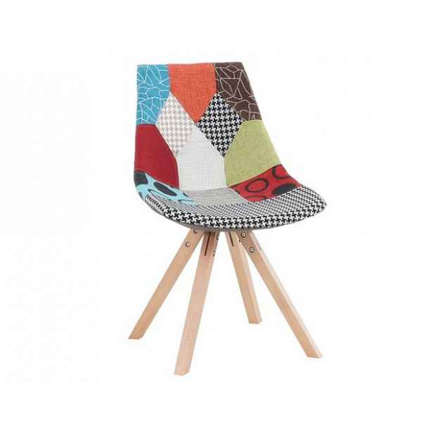 Židle KIMA NEW TYP 1, látka patchwork / dřevo
