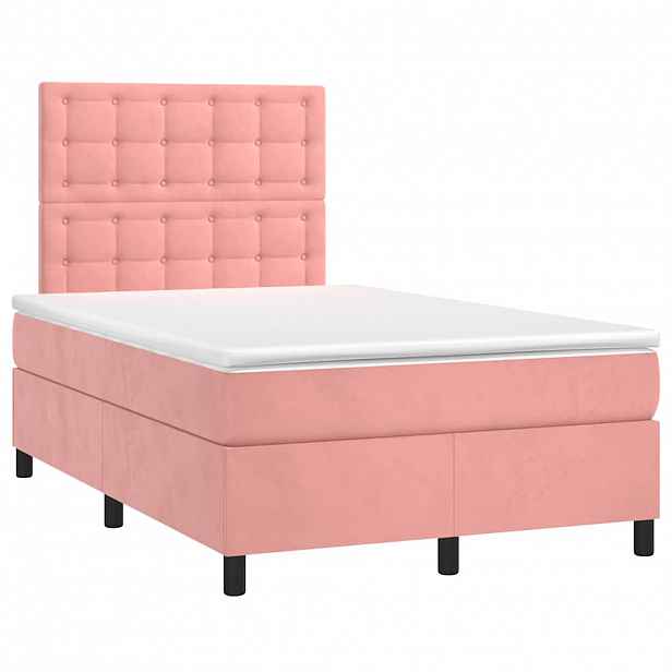 vidaXL Box spring postel s matrací růžová 120x190 cm samet
