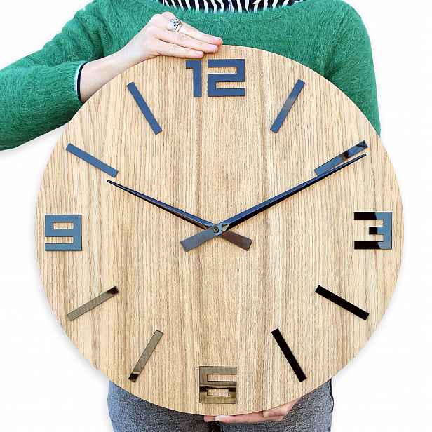 Dřevěné Rustikální Nástěnné Hodiny 49 CM tiché