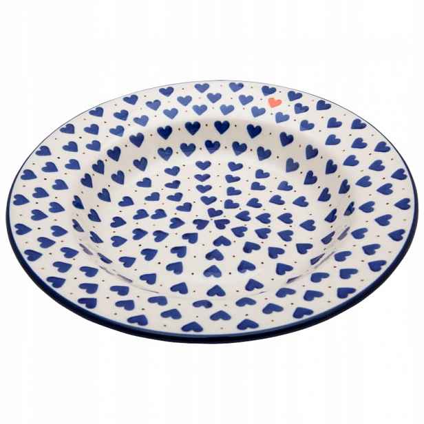 Hluboký talíř 24 cm Umělecká keramika Bolesławiec dek 0570 Srdce