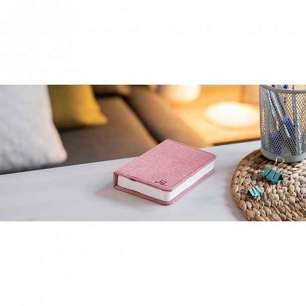 Růžová malá LED stolní lampa ve tvaru knihy Gingko Booklight