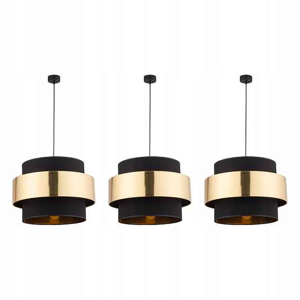 Tk Lighting Sada 3x Závěsná stropní lampa Černá Regulační převis