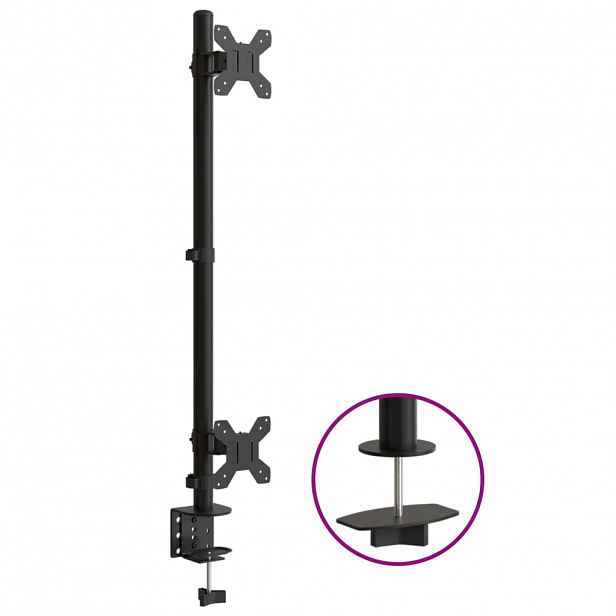 vidaXL Držák na dva monitory černý ocel VESA 75/100 mm