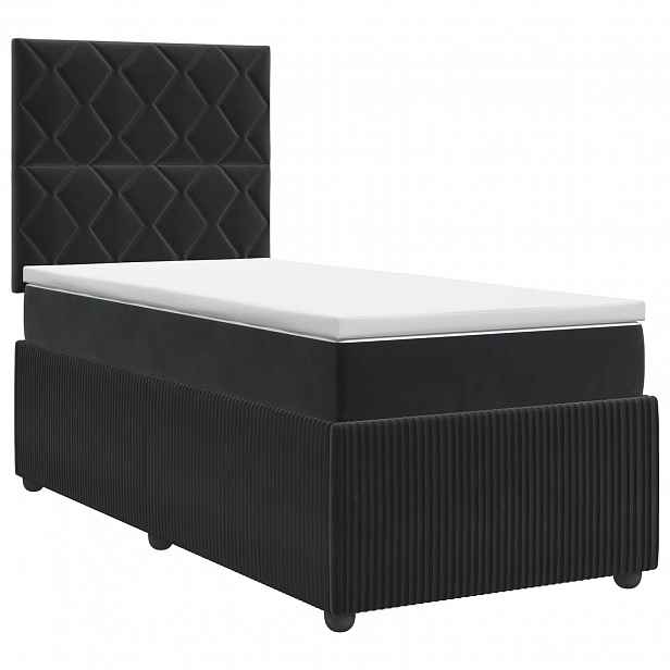 vidaXL Postel boxspring s matrací s čelo Černá 100 x 200 cm Samet