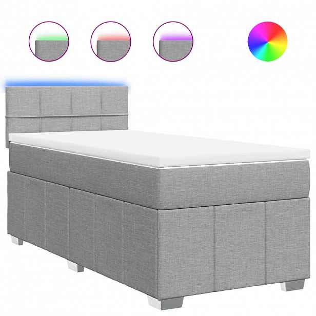 vidaXL Box spring postel s matrací světle šedý 100 x 200 cm textil