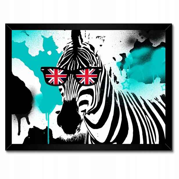 Plakáty v rámu 40x30 Zebra Punk Star Tyrkys